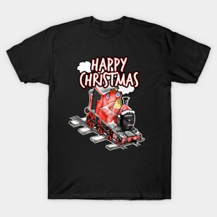 Happy Christmas Steam Train Railway Railroad Enthusiasts Snow T-Shirt